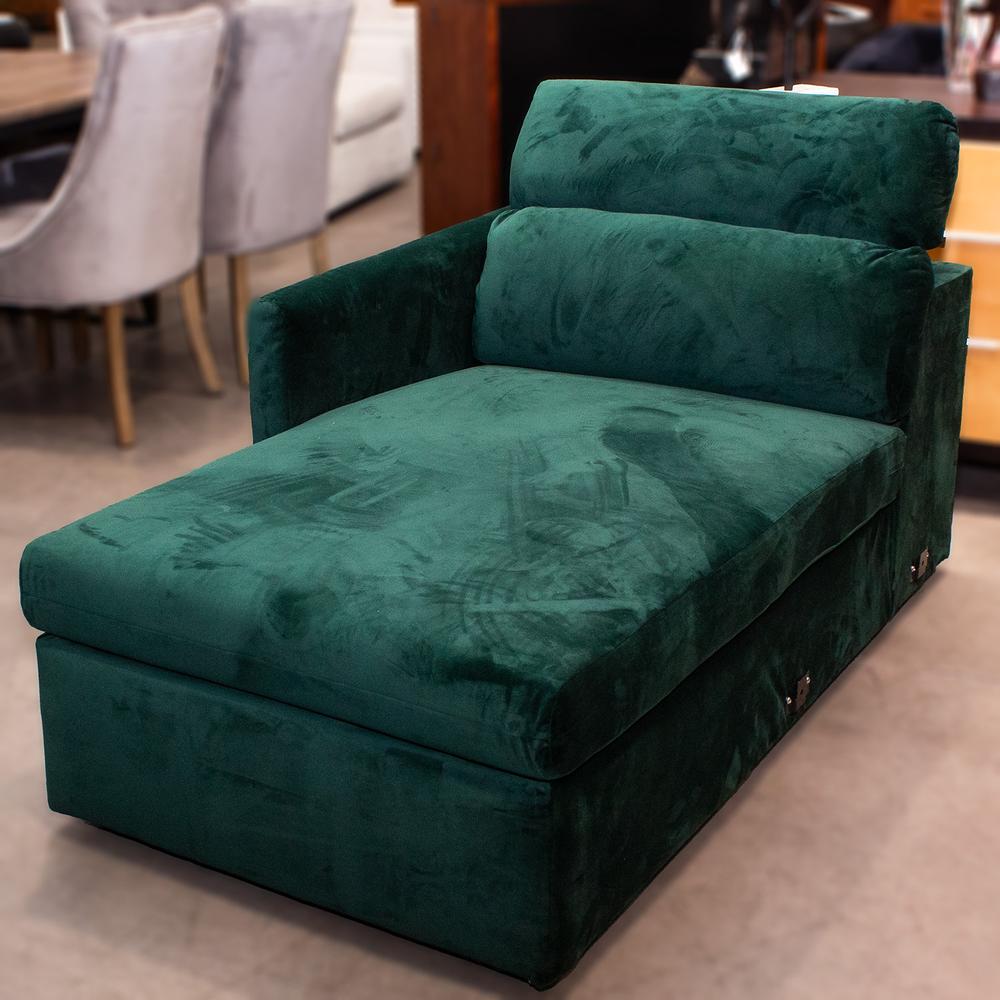 Joybird Green Velvet Chaise Lounge