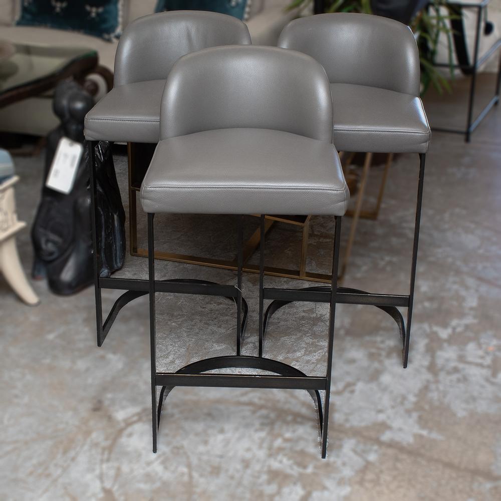 Restoration Hardware Set Of 1960's Rome Leather Stools