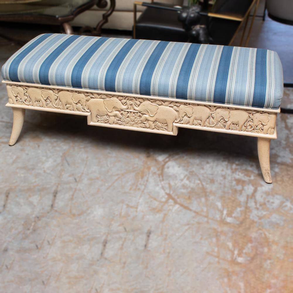Sam Moore Blue Stripe Elephant Bench