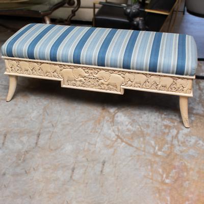 Sam Moore Blue Stripe  Elephant Bench 