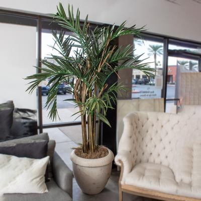 Large Cement Pot With Faux Palm 