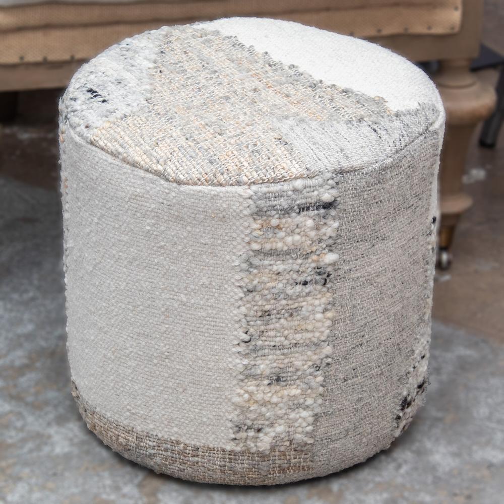 Arhaus White Wool Round Ottoman