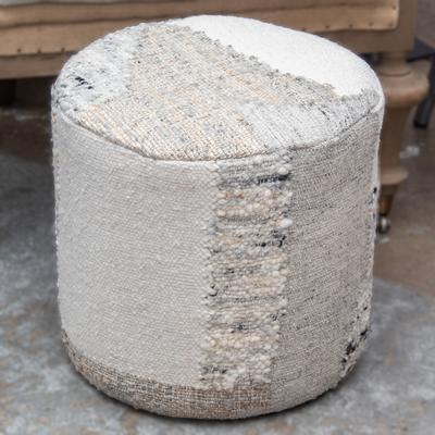 Arhaus White Wool Round Ottoman 