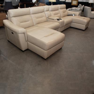 Muse Power Reclining 5 Piece Leather Sectional 