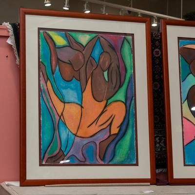 African Cubist-Style Pastel 