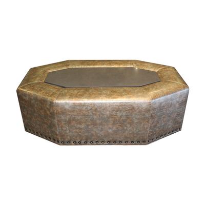 Lamaison Custom Leather and Stone Table/Ottoman