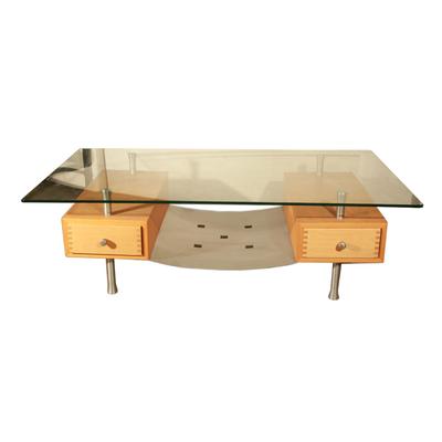 Lawrance Furniture Coffee Table with Glass Top and 2 Drawers