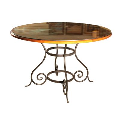 Round Wood And Iron Dining Table