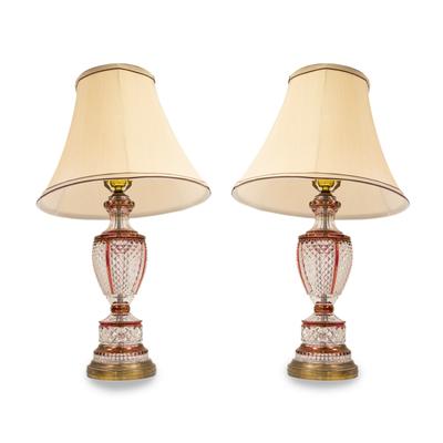 Pair of Cranberry Table Lamps