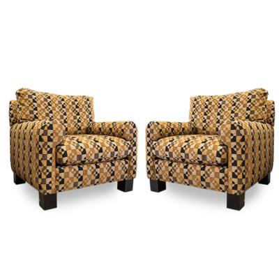 Pair of Duralee Brown Fabric Chairs
