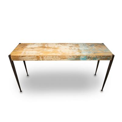 Distressed Wooden Table with Metal Legs 