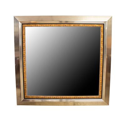 Bevel Tan and Silver Frame Mirror 
