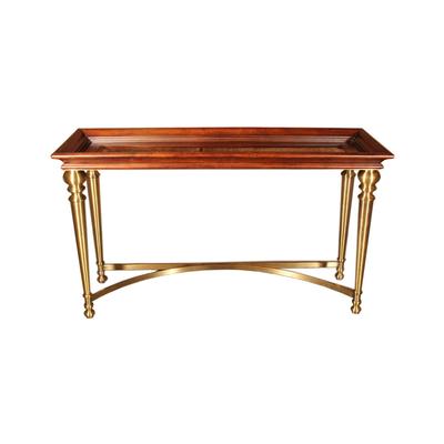 Glass Top Console Table with Brass Legs