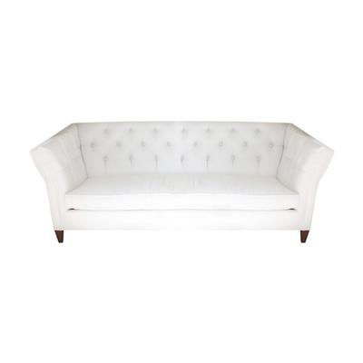 Ethan Allen Tufted White Linen Sofa