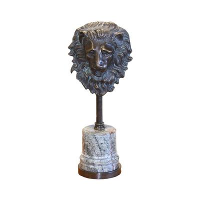 Maitland-Smith Bronze Lion Head on Marble