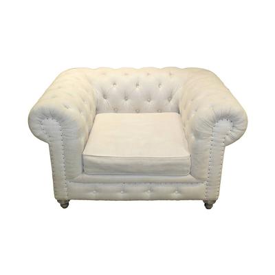 Living Spaces Off-White Tufted Fabric Armchair