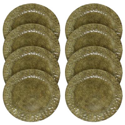 Jan Barboglio Set of 8 Hammered Green Metal Chargers