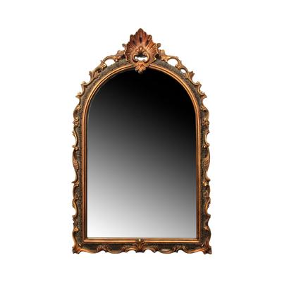 Ornate Wood Frame Copper Mirror