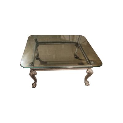 Square Glass Top & Wrought Iron Coffee Table