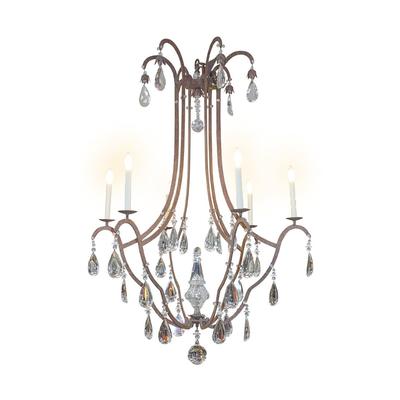 6 Light Metal Chandelier with Crystals