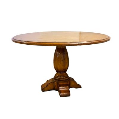 Round Top Wood Pedestal Dining Table