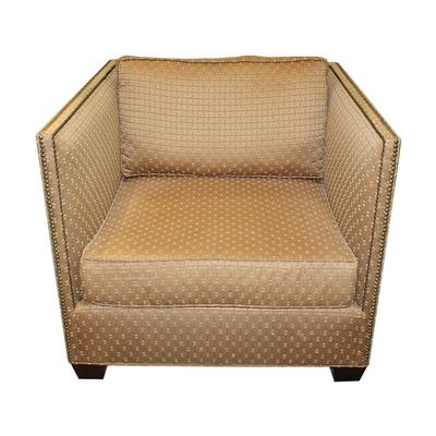 Pepper Berry Square Golden Fabric Armchair