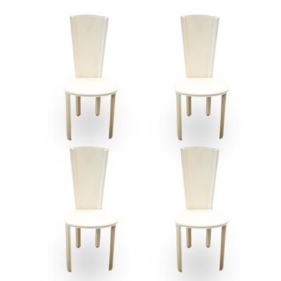 Set of 4 Cream Leather Dining Chairs 