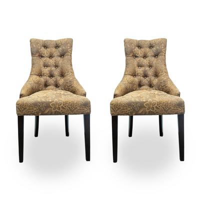 Pair of Pier One Brown Brocade Chairs 