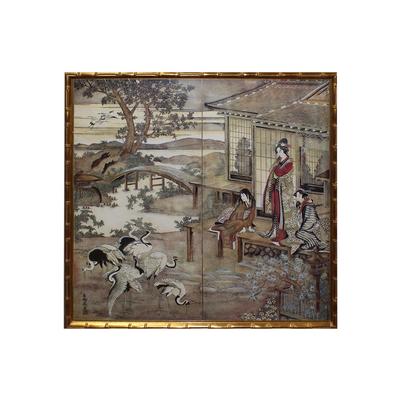 Japanese Print with Gold Bamboo Frame