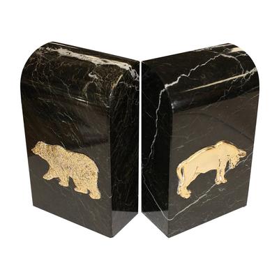 Pair of Marble Bull & Bear Bookends
