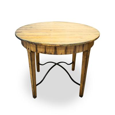 Round Plank Distressed Table