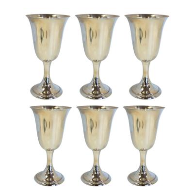 Set of 6 Water Sterling Silver Goblets by Alvin