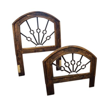 Pair of Rustic Wood Twin Made to King Bed Frames