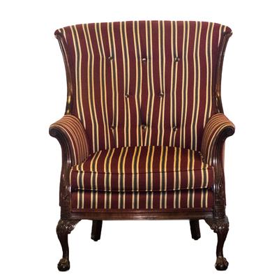 Red Stripe Fabric Arm Chair