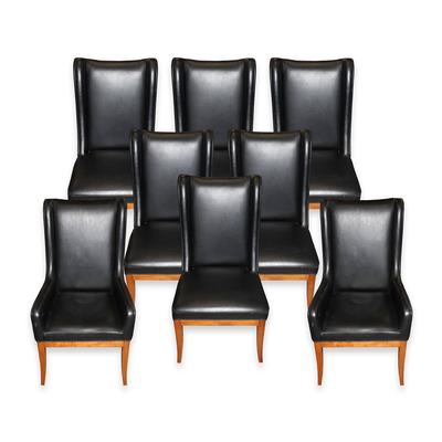 Set of 8 Thomasville Wingback Leather Dining Chairs 