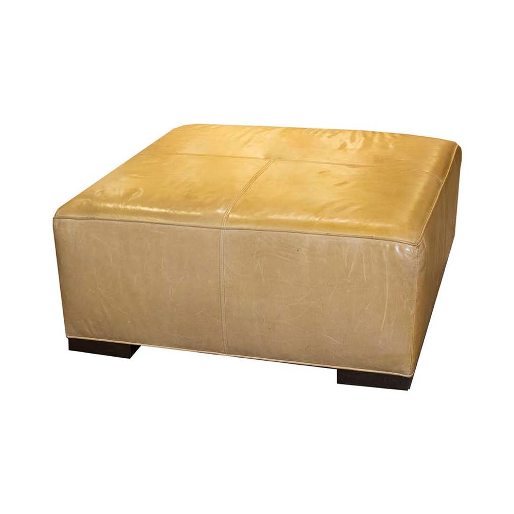  Large Square Leather Ottoman