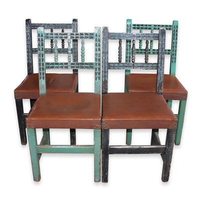 Set of 4 Salvage Train Station Chairs