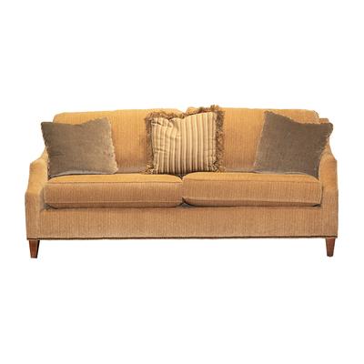 Ladlow's Gold Fabric Sofa with Pillows