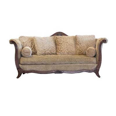 Alexvale Furniture Cream Fabric Sofa with Wood Trim