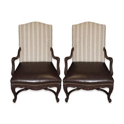  Pair of Striped back Bergere Chairs