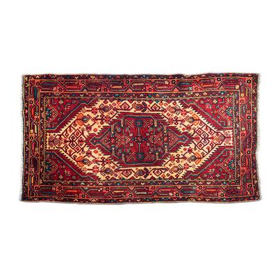 Handtied Red, Tan, and Green Rug 