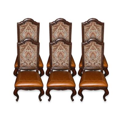 Marge Carson Set of 6 Leather Seat Dining Chairs
