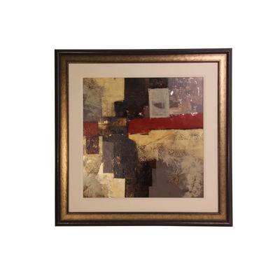 Abstract Gray, Brown, and Red Painting