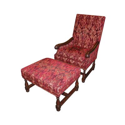 Pearson Custom Fabric Arm Chair with Ottoman