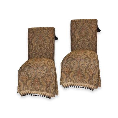 Set of 2 Paisley Chairs with Tassels and Cast 