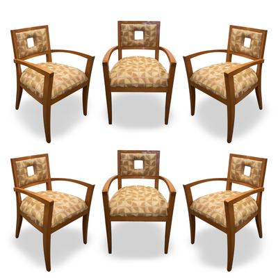 Berman Rosetti Set of 6 Blonde Wood Armchairs