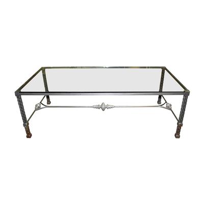 Large Glass and Iron Coffee Table