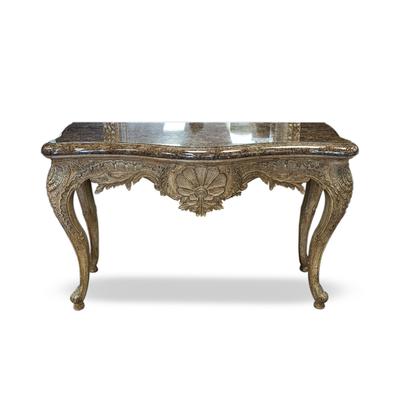 Marge Carson Demilune Smooth Veneer Top Ornate Console Table