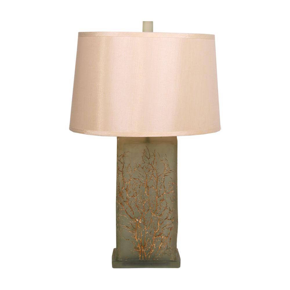  Neiman Marcus Lucite With Gold Plant Impression Table Lamp