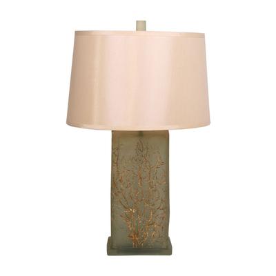 Neiman Marcus Lucite with Gold Plant Impression Table Lamp